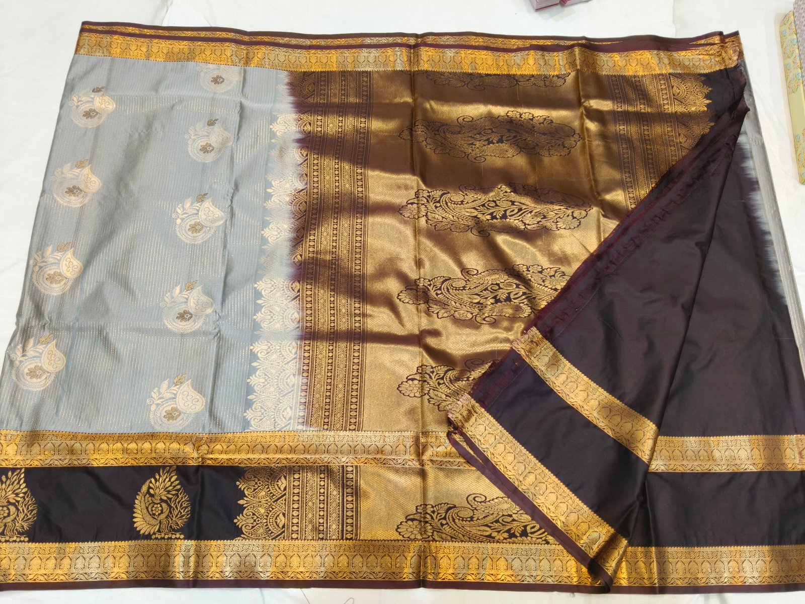 Gap border semi kanchi pattu saree - Image 3