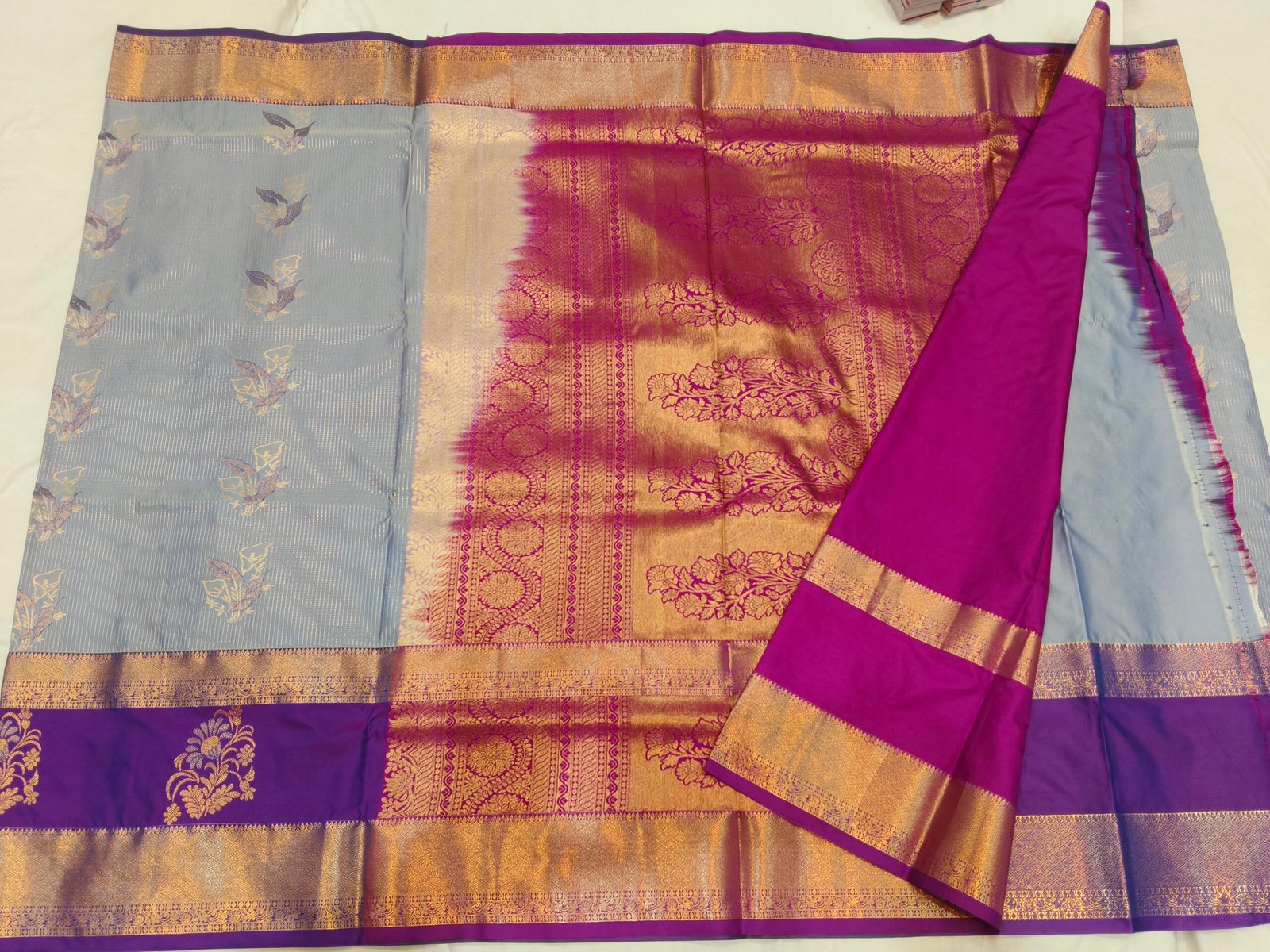 Gap border Semi kanchi pattu saree - Image 3