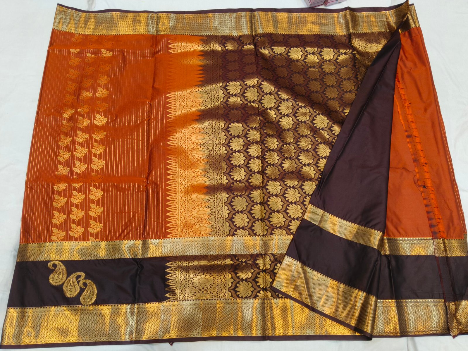 Gap border Semi kanchi pattu saree - Image 3