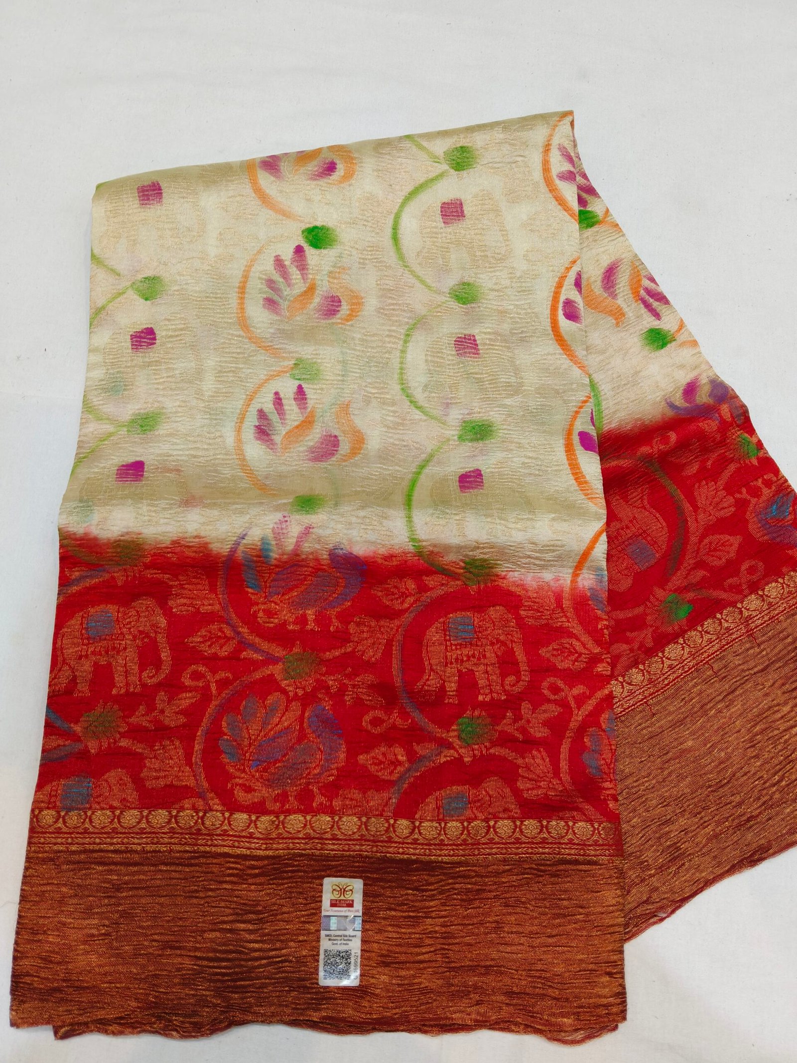 Crushed Dupion Silk Saree