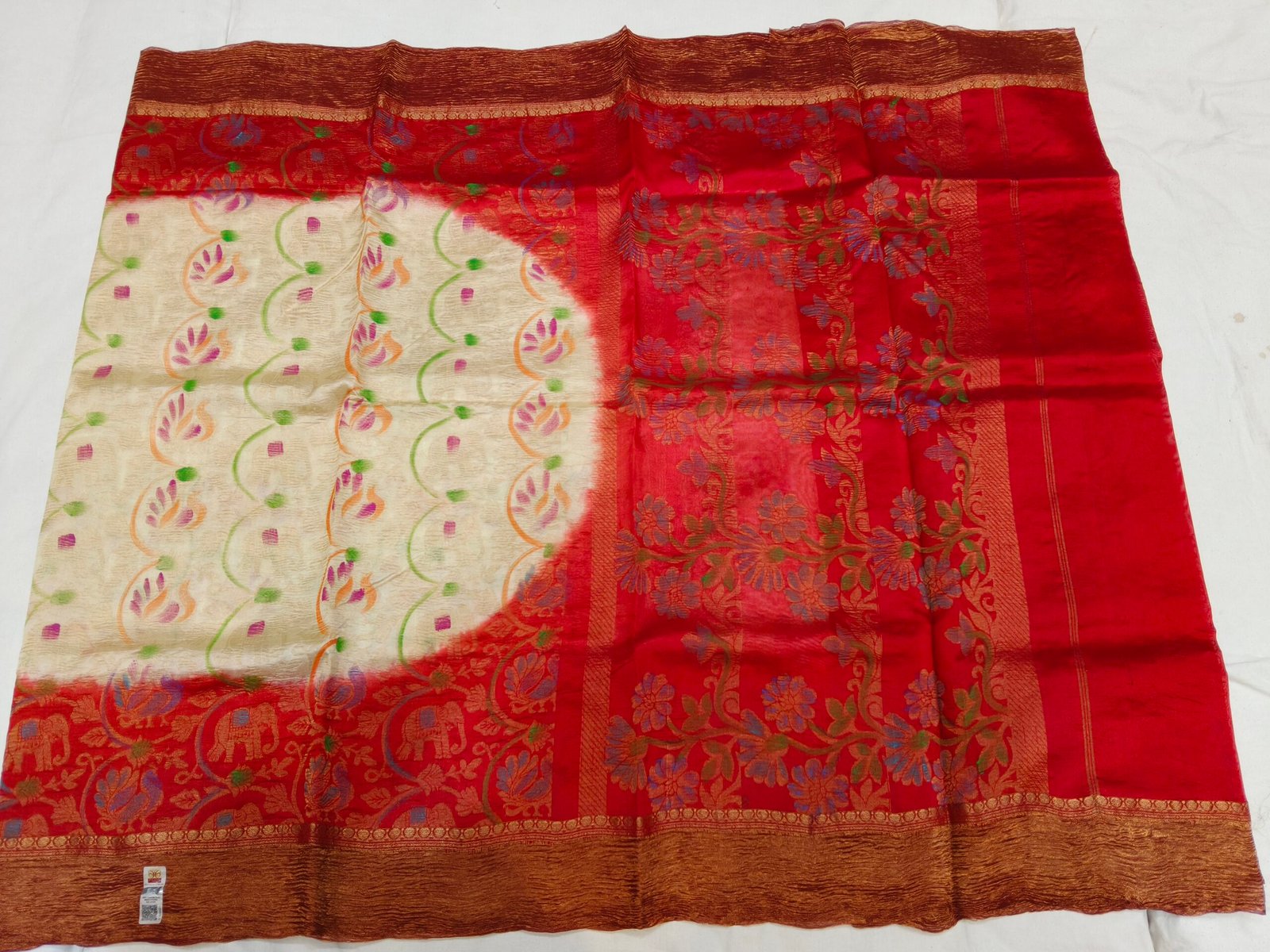 Crushed Dupion Silk Saree - Image 2