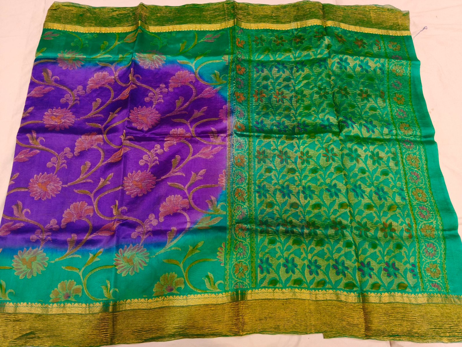Crushed Dupion Silk Saree - Image 2